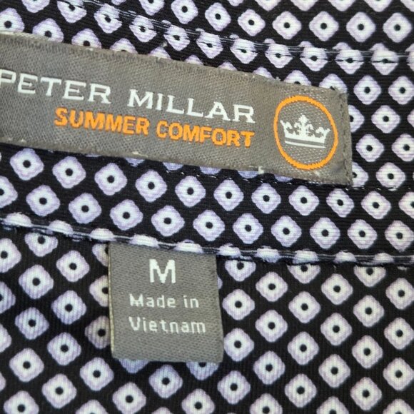 Peter Millar Polo Shirt Mens Medium Purple Diamond AOP Summer Comfort Lake Golf - Picture 7 of 14